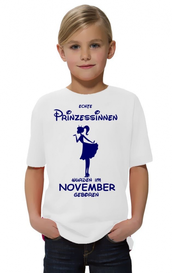 Echte Prinzessinnen wurden im November geboren ! Mädchen Geburtstag T-SHIRT Kids Gr.128 - 164 cm Prinzessin Birthday Party Feiern