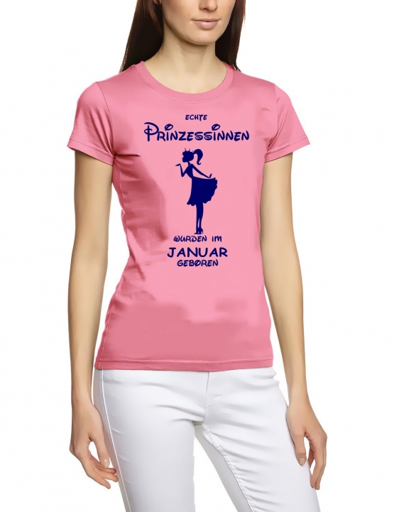 Echte Prinzessinnen wurden im Januar geboren ! Damen - Mädchen Geburtstag T-SHIRT Gr.S M L XL Prinzessin Birthday Party Feiern