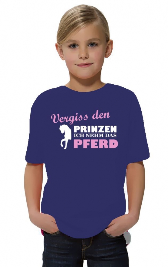 Vergiss den Prinzen ich nehm das Pferd ! Mädchen Reiten T-SHIRT Kids Gr.128 - 164 cm Voltegieren, Springreiten, Reitunterricht, Reiturnier