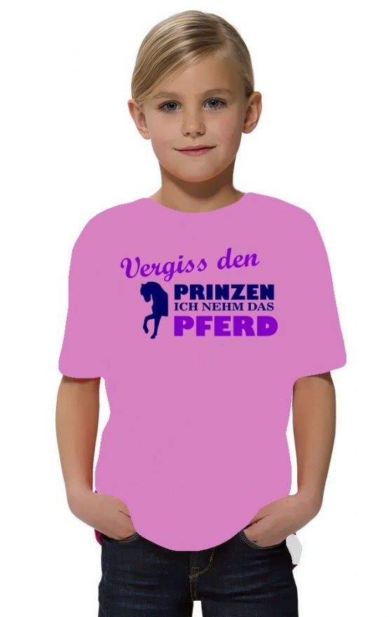 Vergiss den Prinzen ich nehm das Pferd ! Mädchen Reiten T-SHIRT Kids Gr.128 - 164 cm Voltegieren, Springreiten, Reitunterricht, Reiturnier