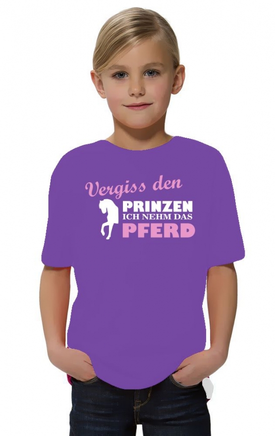 Vergiss den Prinzen ich nehm das Pferd ! Mädchen Reiten T-SHIRT Kids Gr.128 - 164 cm Voltegieren, Springreiten, Reitunterricht, Reiturnier