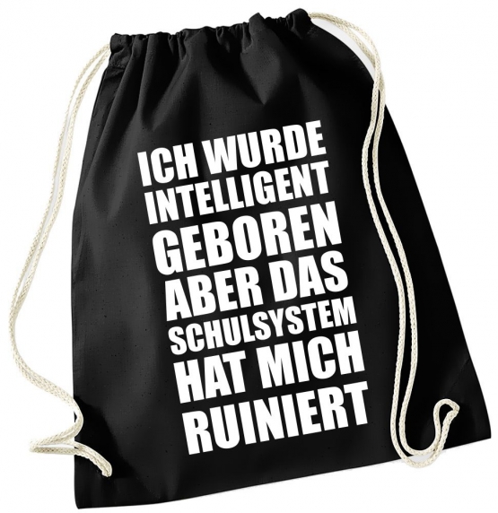 Turnbeutel mit Spruch ! Gymbag verschiedene Spüche & Designs auswählbar - Rucksack Turnbeutel Tasche Backpack für Pausenhof, Schule, Sport, Urlaub