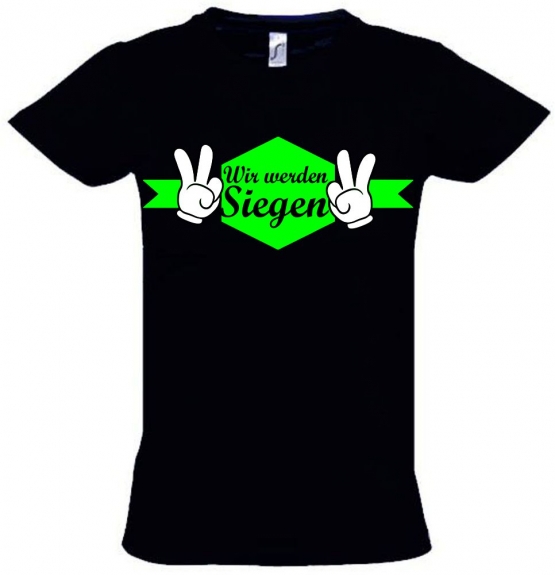 Wir werden siegen ! Kinder Team Shirts Manschafts T-Shirts für den Sieg Kinder T-Shirt Kids Gr.116 128 140 152 164 cm