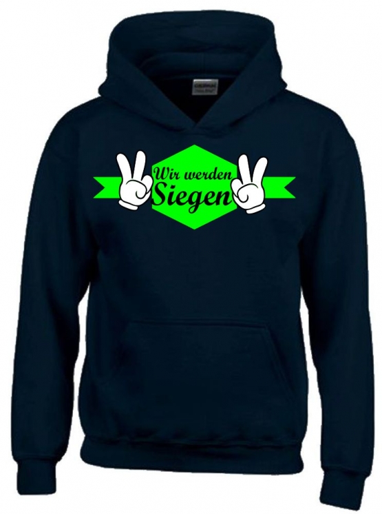 Wir werden siegen ! Kinder Team HOODIES Manschafts Sweatshirt mit Kapuze für den Sieg Kids Gr.116 128 140 152 164 cm