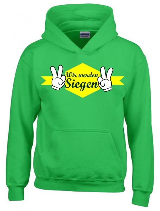 Wir werden siegen ! Kinder Team HOODIES Manschafts Sweatshirt mit Kapuze für den Sieg Kids Gr.116 128 140 152 164 cm