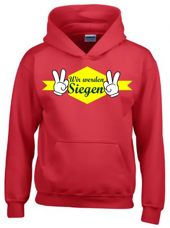 Wir werden siegen ! Kinder Team HOODIES Manschafts Sweatshirt mit Kapuze für den Sieg Kids Gr.116 128 140 152 164 cm