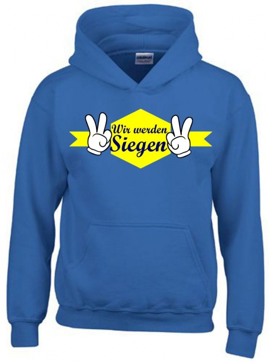 Wir werden siegen ! Kinder Team HOODIES Manschafts Sweatshirt mit Kapuze für den Sieg Kids Gr.116 128 140 152 164 cm