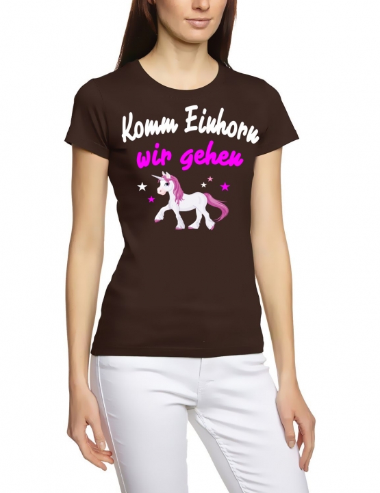 Komm Einhorn - wir gehen ! Unicorn Damen T-Shirt Gr.S M L XL XXL schenken Birthday Party Feiern