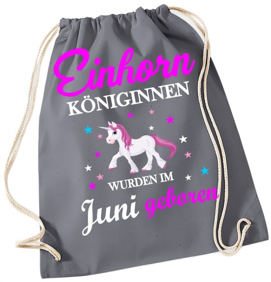 EINHORN KÖNIGINNEN WURDEN IM JUNI GEBOREN ! Unicorn Gymbag Rucksack Turnbeutel Tasche  Pferde Ponys Mädchen Backpack für Reiterhof, Schule, Sport