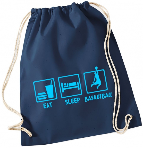 EAT SLEEP BASKETBALL ! Gymbag Rucksack Turnbeutel Tasche Backpack für Pausenhof, Schule, Sport, Urlaub