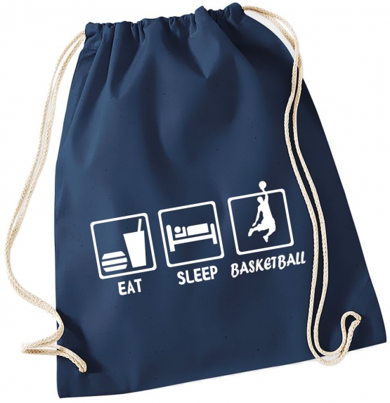 EAT SLEEP BASKETBALL ! Gymbag Rucksack Turnbeutel Tasche Backpack für Pausenhof, Schule, Sport, Urlaub