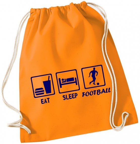 EAT SLEEP FUSSBALL ! Gymbag Rucksack Turnbeutel Tasche Backpack für Pausenhof, Schule, Sport, Urlaub