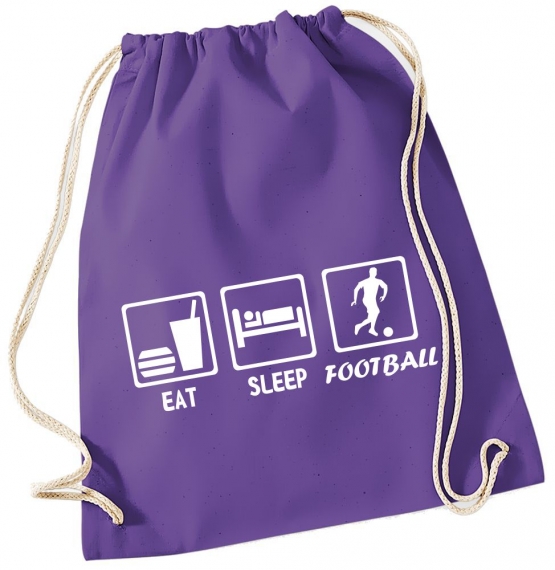 EAT SLEEP FUSSBALL ! Gymbag Rucksack Turnbeutel Tasche Backpack für Pausenhof, Schule, Sport, Urlaub