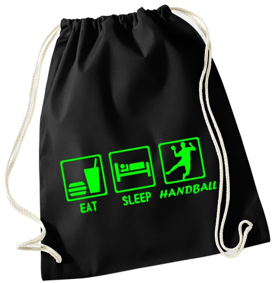 EAT SLEEP HANDBALL ! Gymbag Rucksack Turnbeutel Tasche Backpack für Pausenhof, Schule, Sport, Urlaub