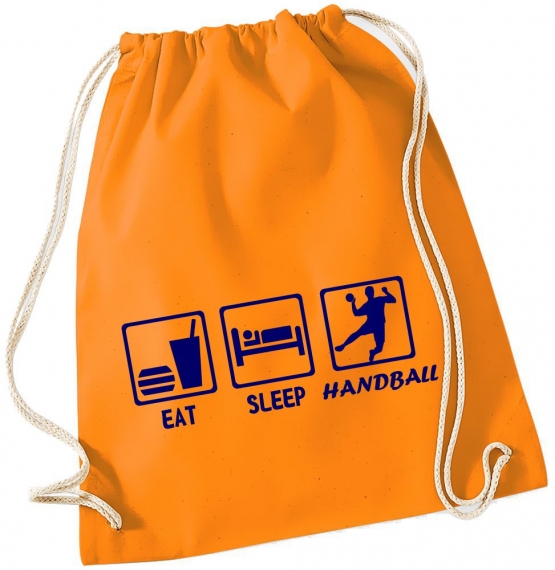 EAT SLEEP HANDBALL ! Gymbag Rucksack Turnbeutel Tasche Backpack für Pausenhof, Schule, Sport, Urlaub