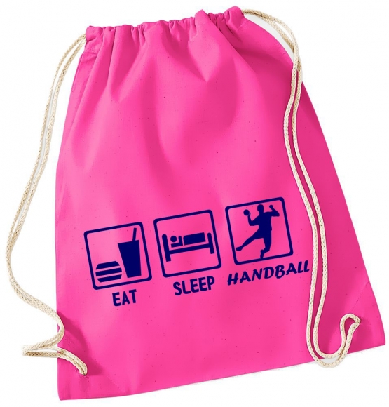 EAT SLEEP HANDBALL ! Gymbag Rucksack Turnbeutel Tasche Backpack für Pausenhof, Schule, Sport, Urlaub