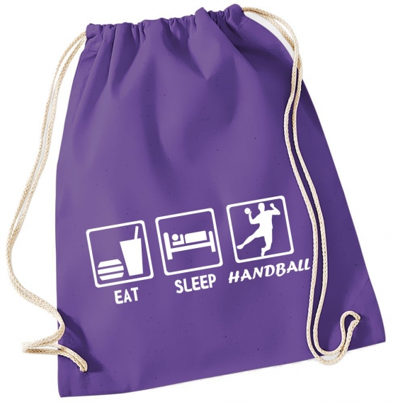 EAT SLEEP HANDBALL ! Gymbag Rucksack Turnbeutel Tasche Backpack für Pausenhof, Schule, Sport, Urlaub