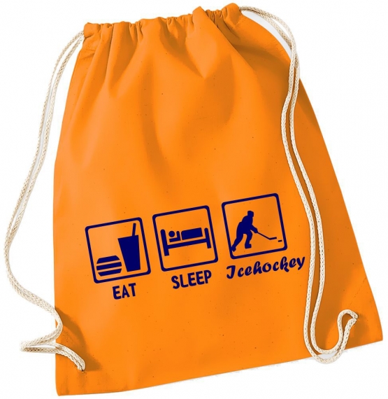 EAT SLEEP EISHOCKEY ! Gymbag Rucksack Turnbeutel Tasche Backpack für Pausenhof, Schule, Sport, Urlaub