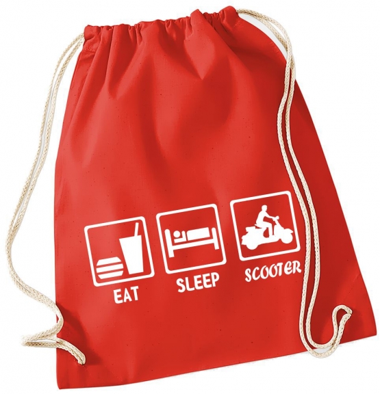 EAT SLEEP SCOOTER ! Gymbag Rucksack Turnbeutel Tasche Backpack für Pausenhof, Schule, Sport, Urlaub