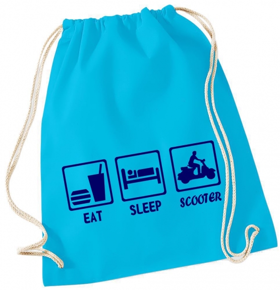 EAT SLEEP SCOOTER ! Gymbag Rucksack Turnbeutel Tasche Backpack für Pausenhof, Schule, Sport, Urlaub