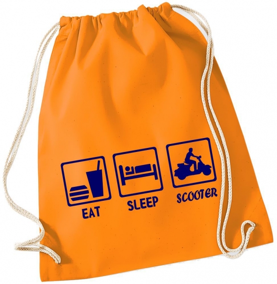 EAT SLEEP SCOOTER ! Gymbag Rucksack Turnbeutel Tasche Backpack für Pausenhof, Schule, Sport, Urlaub