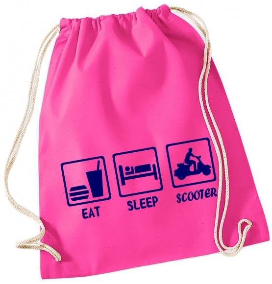 EAT SLEEP SCOOTER ! Gymbag Rucksack Turnbeutel Tasche Backpack für Pausenhof, Schule, Sport, Urlaub