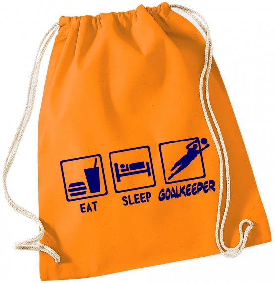 EAT SLEEP TORWART ! Gymbag Rucksack Turnbeutel Tasche Backpack für Pausenhof, Schule, Sport, Urlaub