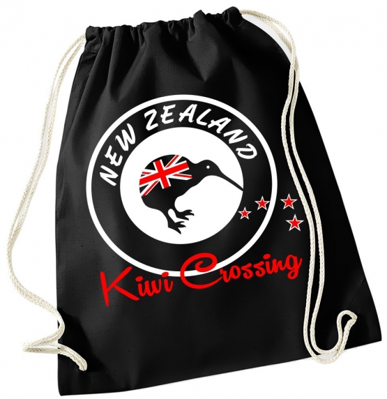 NEW ZEALAND GYMBAG Kiwi Crossing NEUSEELAND Blau Navy Schwarz Rucksack Gymsac Back pack Ranzen Sporttasche Turnbeutel