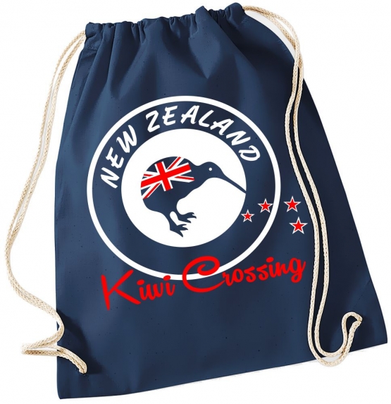 NEW ZEALAND GYMBAG Kiwi Crossing NEUSEELAND Blau Navy Schwarz Rucksack Gymsac Back pack Ranzen Sporttasche Turnbeutel