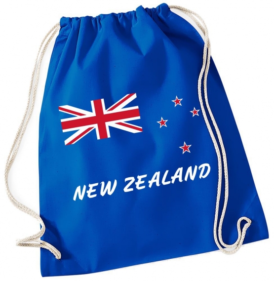 NEW ZEALAND GYMBAG FLAGGE NEUSEELAND Blau Navy Schwarz Rucksack Gymsac Back pack Ranzen Sporttasche Turnbeutel