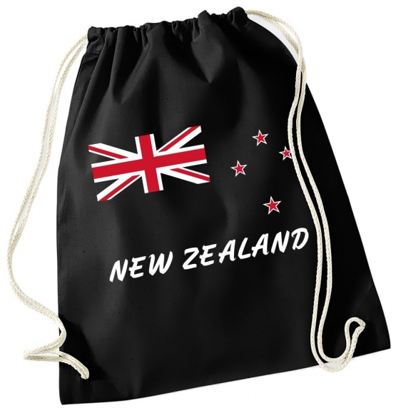 NEW ZEALAND GYMBAG FLAGGE NEUSEELAND Blau Navy Schwarz Rucksack Gymsac Back pack Ranzen Sporttasche Turnbeutel