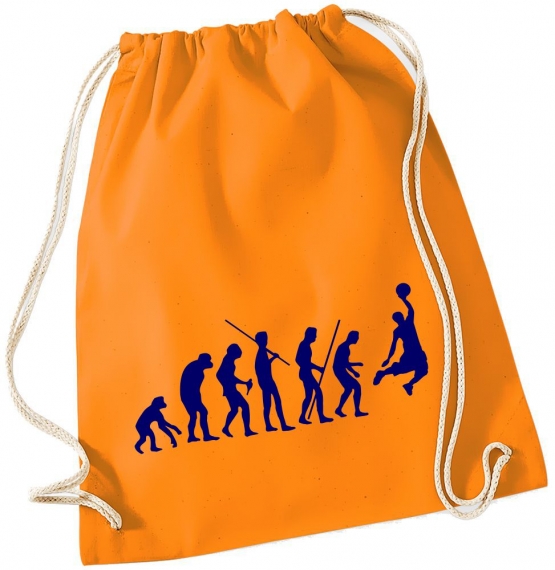 Evolution BASKETBALL ! Gymbag Rucksack Turnbeutel Tasche Backpack für Pausenhof, Schule, Sport, Urlaub