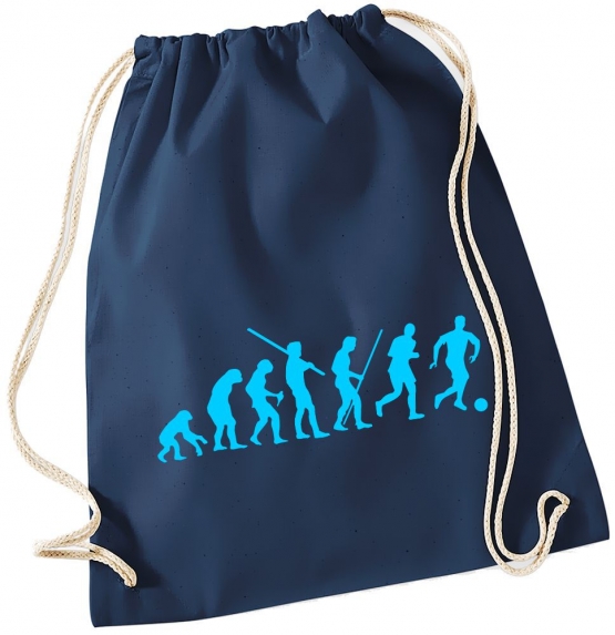 Evolution FUSSBALL ! Gymbag Rucksack Turnbeutel Tasche Backpack für Pausenhof, Schule, Sport, Urlaub