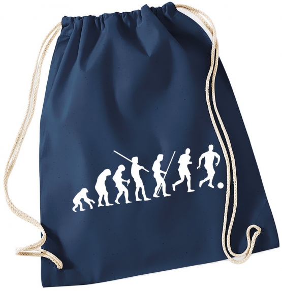 Evolution FUSSBALL ! Gymbag Rucksack Turnbeutel Tasche Backpack für Pausenhof, Schule, Sport, Urlaub