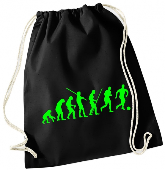 Evolution FUSSBALL ! Gymbag Rucksack Turnbeutel Tasche Backpack für Pausenhof, Schule, Sport, Urlaub