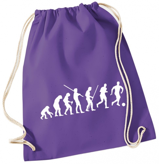 Evolution FUSSBALL ! Gymbag Rucksack Turnbeutel Tasche Backpack für Pausenhof, Schule, Sport, Urlaub