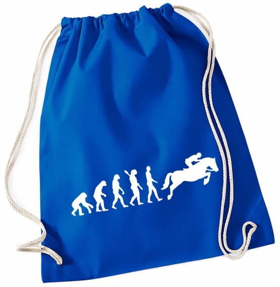 Evolution REITEN ! Gymbag Rucksack Turnbeutel Tasche Backpack für Pausenhof, Schule, Sport, Urlaub