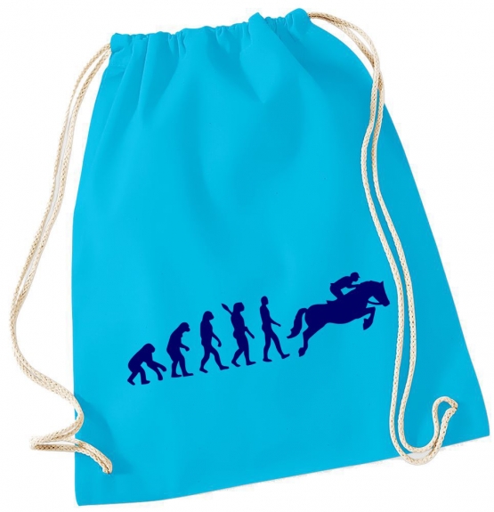 Evolution REITEN ! Gymbag Rucksack Turnbeutel Tasche Backpack für Pausenhof, Schule, Sport, Urlaub