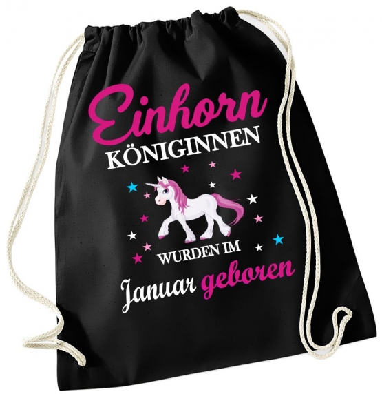 EINHORN KÖNIGINNEN WURDEN IM JANUAR GEBOREN ! Unicorn Gymbag Rucksack Turnbeutel Tasche  Pferde Ponys Mädchen Backpack für Reiterhof, Schule, Sport