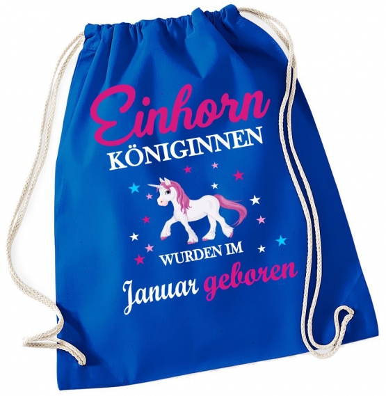 EINHORN KÖNIGINNEN WURDEN IM JANUAR GEBOREN ! Unicorn Gymbag Rucksack Turnbeutel Tasche  Pferde Ponys Mädchen Backpack für Reiterhof, Schule, Sport