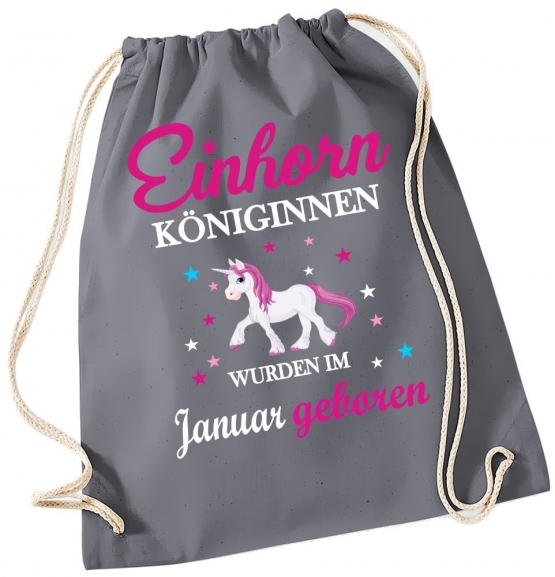 EINHORN KÖNIGINNEN WURDEN IM JANUAR GEBOREN ! Unicorn Gymbag Rucksack Turnbeutel Tasche  Pferde Ponys Mädchen Backpack für Reiterhof, Schule, Sport