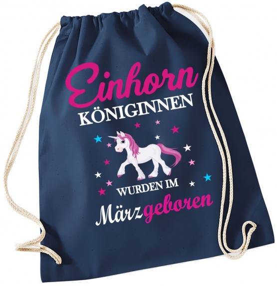 EINHORN KÖNIGINNEN WURDEN IM MÄRZ GEBOREN ! Unicorn Gymbag Rucksack Turnbeutel Tasche  Pferde Ponys Mädchen Backpack für Reiterhof, Schule, Sport