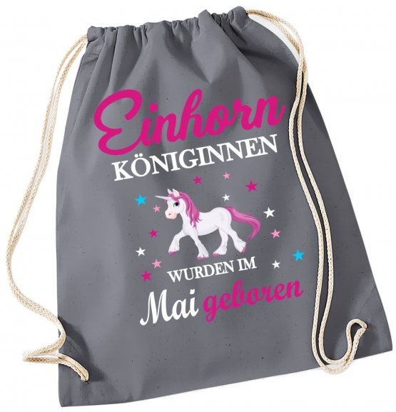 EINHORN KÖNIGINNEN WURDEN IM MAI GEBOREN ! Unicorn Gymbag Rucksack Turnbeutel Tasche  Pferde Ponys Mädchen Backpack für Reiterhof, Schule, Sport