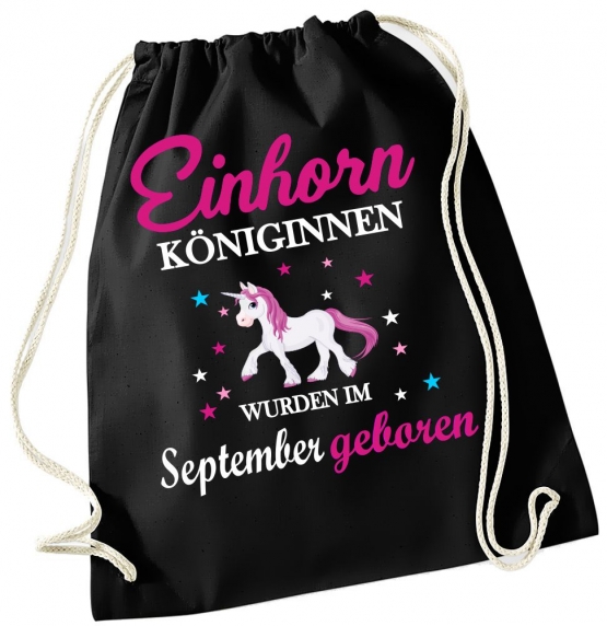 EINHORN KÖNIGINNEN WURDEN IM SEPTEMBER GEBOREN ! Unicorn Gymbag Rucksack Turnbeutel Tasche  Pferde Ponys Mädchen Backpack für Reiterhof, Schule, Sport