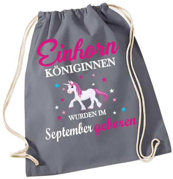 EINHORN KÖNIGINNEN WURDEN IM SEPTEMBER GEBOREN ! Unicorn Gymbag Rucksack Turnbeutel Tasche  Pferde Ponys Mädchen Backpack für Reiterhof, Schule, Sport