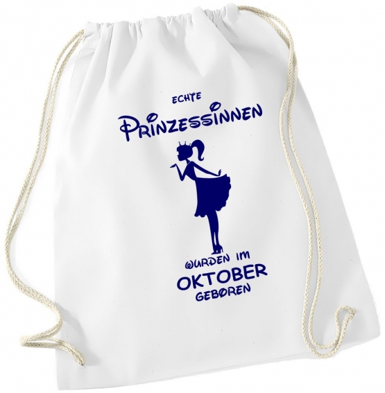 ECHTE PRINZESSINNEN WURDEN IM OKTOBER GEBOREN ! Unicorn Gymbag Rucksack Turnbeutel Tasche  Pferde Ponys Mädchen Backpack für Reiterhof, Schule, Sport