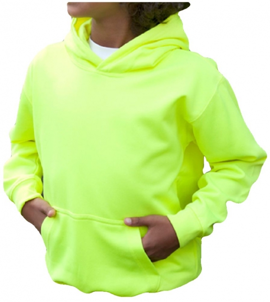 NEON KINDER SPORT HOODIES  Sweatshirt mit Kapuze- Neongelb, Neongrün, Neonpink, Neonorange Kinder Funktionsshirts Trikot für alle Sportarten 3 bis 14 Jahre