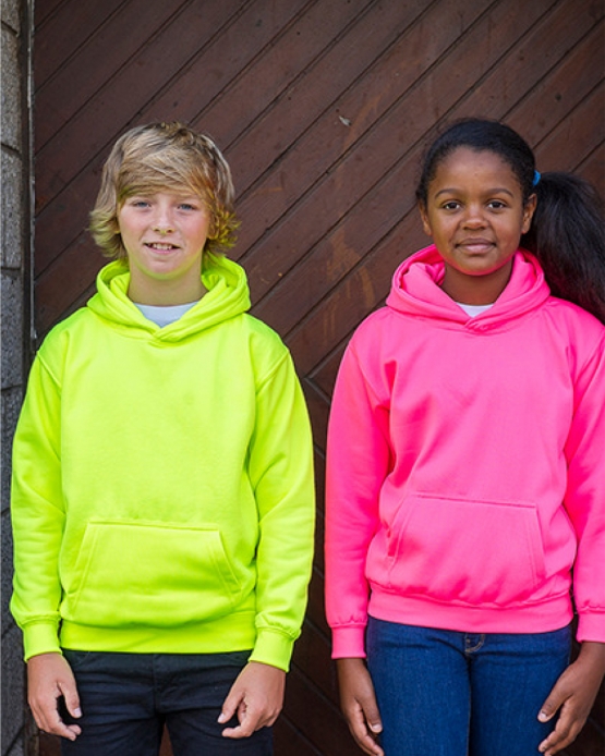 NEON KINDER SPORT HOODIES  Sweatshirt mit Kapuze- Neongelb, Neongrün, Neonpink, Neonorange Kinder Funktionsshirts Trikot für alle Sportarten 3 bis 14 Jahre