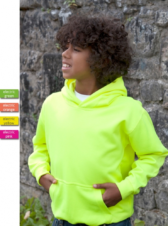 NEON KINDER SPORT HOODIES  Sweatshirt mit Kapuze- Neongelb, Neongrün, Neonpink, Neonorange Kinder Funktionsshirts Trikot für alle Sportarten 3 bis 14 Jahre