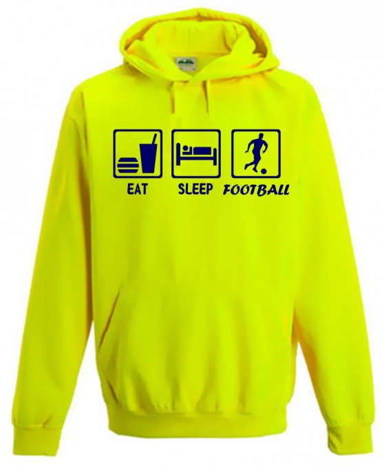 EAT SLEEP FOOTBALL ! NEON KINDER SPORT HOODIES  Sweatshirt mit Kapuze- Neongelb, Neongrün, Neonpink, Neonorange Kinder Funktionsshirts Trikot für alle Sportarten 3 bis 14 Jahre